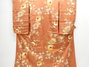 アンティーク　紋錦紗亀甲に花模様着物